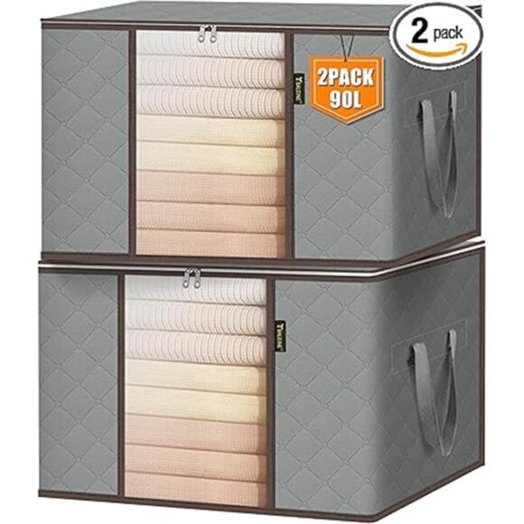 2 Pack Clothes Storage Bags, 24 Gallon Storage Containers with Handle Sturdy - Picture 7 of 7